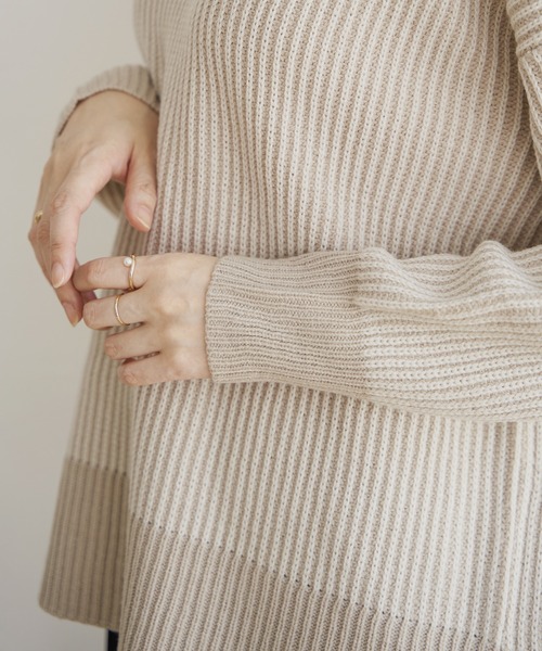 ikka（イッカ） ニット セーター ストライプ柄ニットプルオーバー