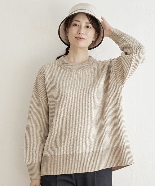 ikka（イッカ） ニット セーター ストライプ柄ニットプルオーバー