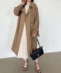 【美品】23区 トレンチコート 総柄 ベルト付き ベージュ Mサイズ COCOMOMO トレンチコート コート ゆったりきれいめ ベルト付き