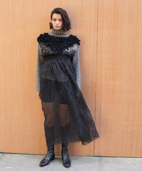LEINWANDE Recycle Organdy Pleats ワンピース Recycle Organdy Pleats Dress/Beige | leinwände | ライン