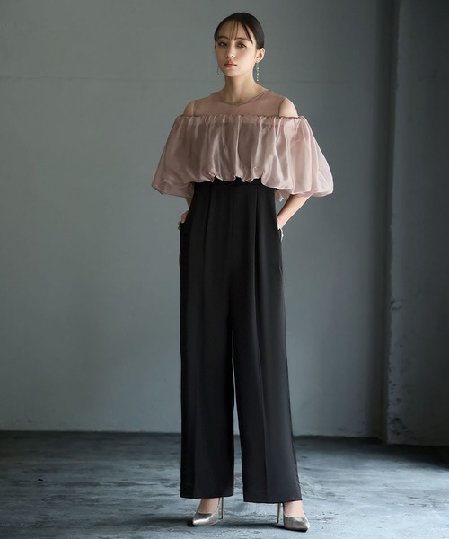 GIRL バルーントップス パンツドレス オールインワン L 結婚式 パーティー GIRL DRESS FOR NOW パンツドレス 「Oggi 2月号掲載」バルーン