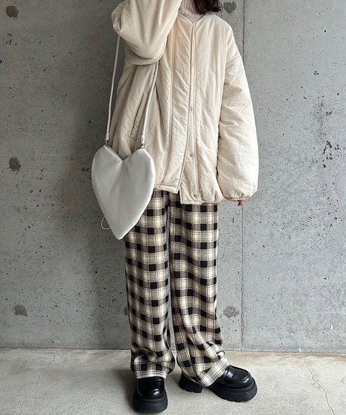 パンツ もこもこあったかボアチェックパンツ レディース : ZOZOTOWN