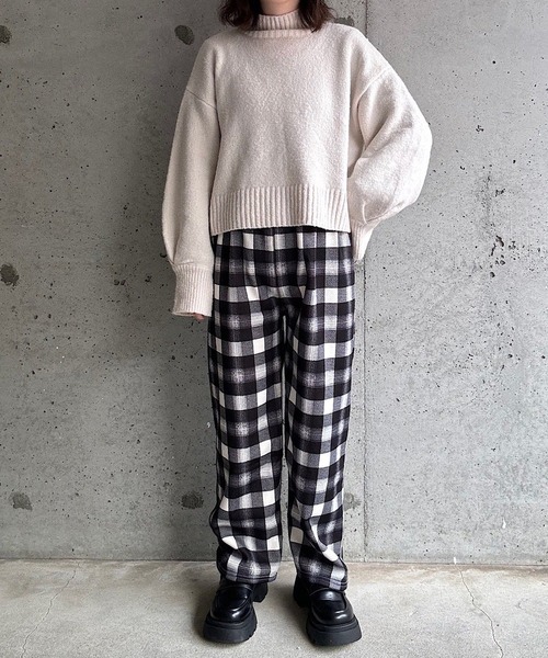 パンツ もこもこあったかボアチェックパンツ レディース : ZOZOTOWN
