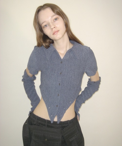 viavanda トップス　ニット VIAVANDA ニット セーター 4WAY BUTTON KNIT SHIRT レディース
