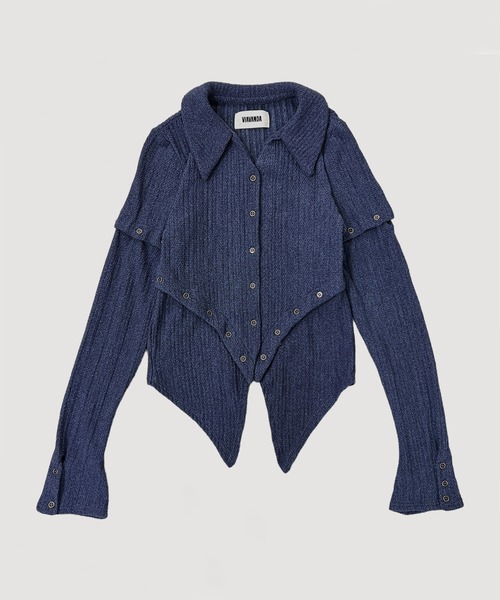 VIAVANDA 4WAY BUTTON KNIT SHIRT ポロニット 4WAY BUTTON KNIT SHIRT / BROWN – VIAVANDA