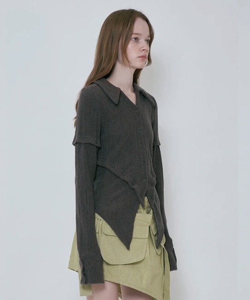 VIAVANDA ニット セーター BUTTON HALTER NECK KNIT TOP