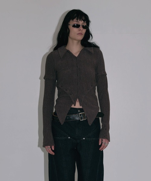 VIAVANDA 4WAY BUTTON KNIT SHIRT ポロニット VIAVANDA ニット セーター 4WAY BUTTON KNIT SHIRT レディース