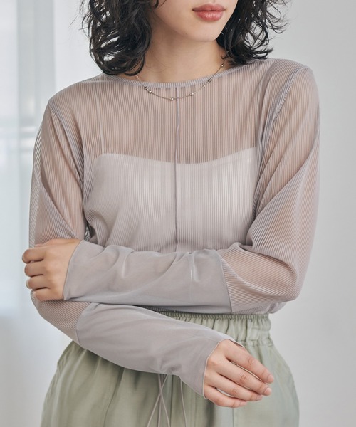 ranan　8月① RANAN（ラナン） tシャツ シアーボーダー袖切替ロンT レディース
