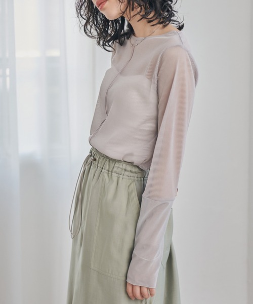tシャツ シアーボーダーロンTee レディース シアーボーダー ロンTEE（Tシャツ／カットソー）｜B.C STOCK