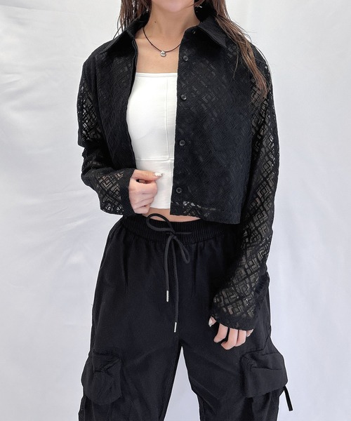ブラウス シャツ クロップドレースシャツ レディース N.Natural Beauty Basic ブラウス シャツ クロップドレース