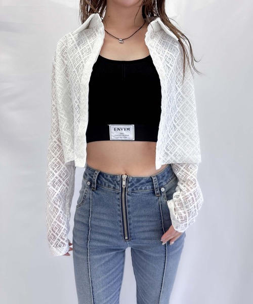 ブラウス シャツ レース クロップド シャツ レディース N.Natural Beauty Basic ブラウス シャツ クロップドレース
