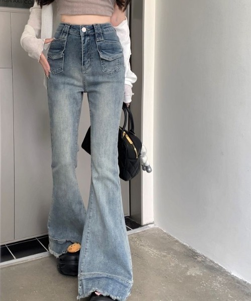 カットオフフレアデニムパンツ/Vin Vin｜カットオフフレアデニムパンツ | Rakuten Fashion(楽天