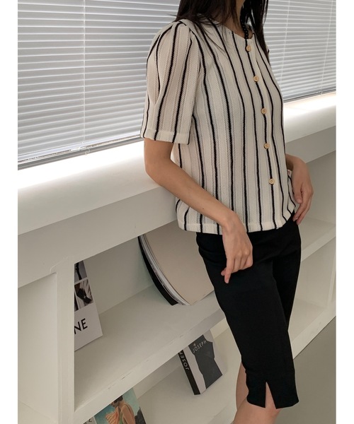 Didot.showroom ジャケット ノーカラージャケット ストライプ