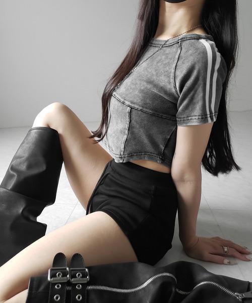 me+em select（ミームセレクト） tシャツ 半袖 サイドライン