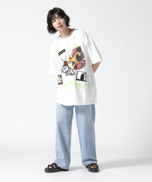 b*4様 ゴジラ Tシャツ guernika ゴジラ collaboration with guernika】 Paint T shirt / Godzilla