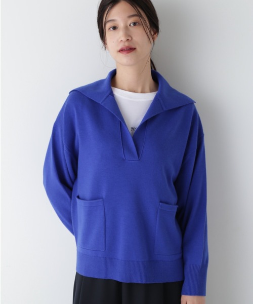 human woman ニット セーター 衿付きニット レディース