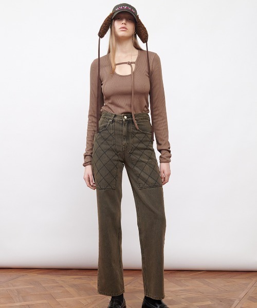 Kijun Belted U-Neck Top Ivory 長袖トップス Kijun Belted U-Neck Top Ivory 長袖トップス