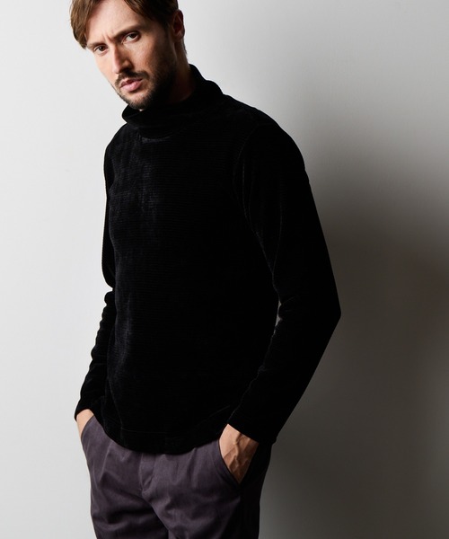 ヴィンテージ ブラック ベロア スウェットシャツ モックネック トップ HIDEAWAYS NICOLE（ハイダウェイ ニコル） tシャツ モールブロック