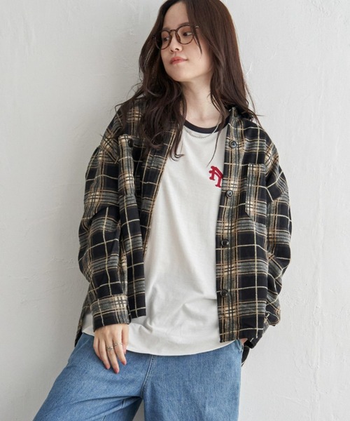 ブラウス シャツ モールチェックＣＰＯシャツ レディース LBC ブラウス シャツ モールチェックCPOシャツ レディース