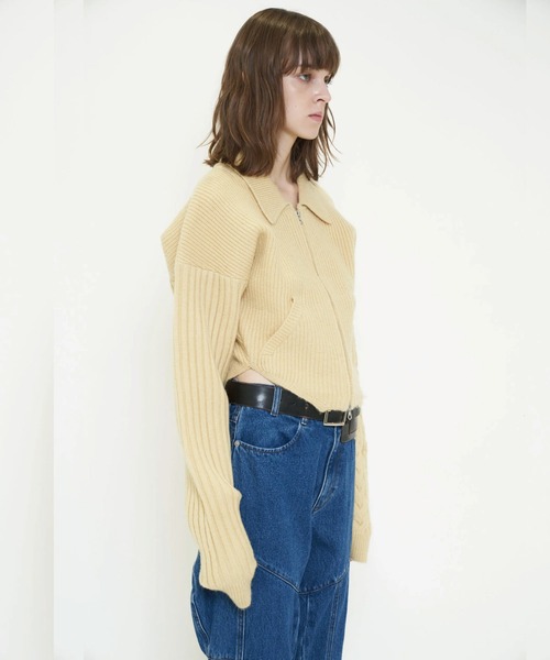 VIAVANDA カーディガン CUTTING DOUBLE ZIP KNIT CARDIGAN レディース