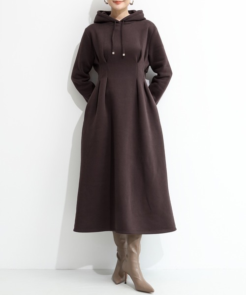 ワンピース 「裏起毛」ウエストタックパーカーワンピース : ZOZOTOWN