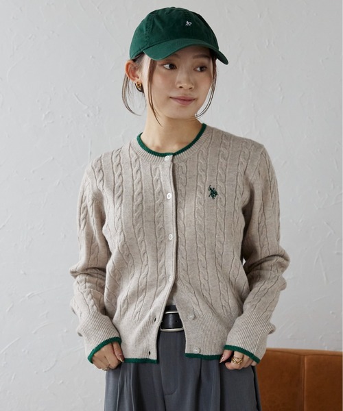 PoloRalphLauren♡ケーブル編みカーディガン 大人Sサイズ相当 Cable Knit Cardigan ケーブル編みニットカーディガン ダブル