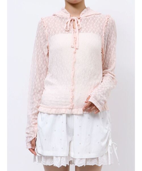 merry jenny tシャツ rabbitレースフードトップス レディース