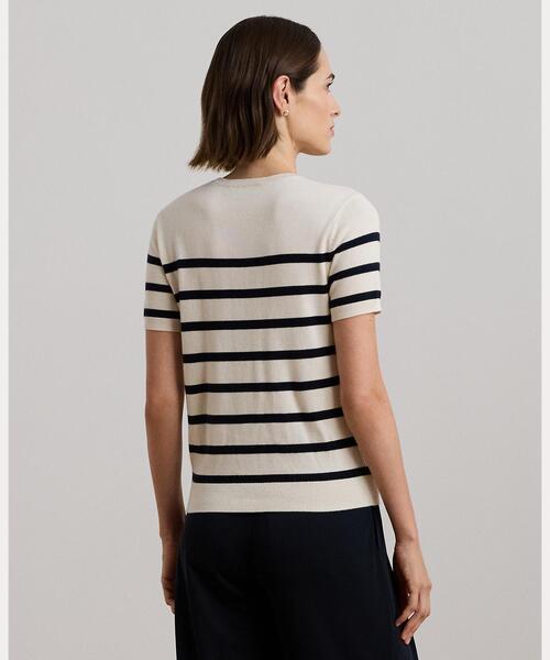 POLO RALPH LAUREN ストライプド ショートスリーブ セーター ストライプド ケーブルニット ショートスリーブ セーター