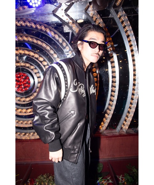 KEBOZ スタジャン DAC STUDS LEATHER VARSITY JACKET メンズ