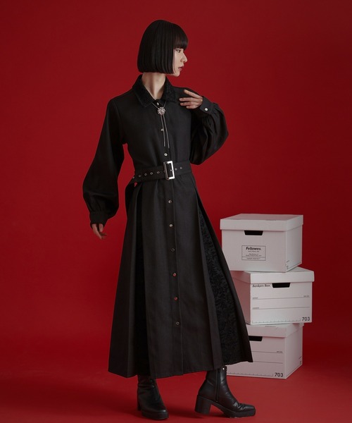 【GW限定】EllnodeMavie ベロアレースキリカエベルト付きワンピース Ellno de Mavie ワンピース ベロアレースキリカエベルト付き