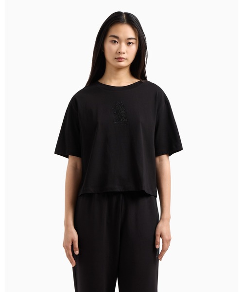 A/X Armani Exchange★刺繍ロゴ コットン Tシャツ ブラック 半袖 ARMANI EXCHANGE tシャツ 「A|X アルマーニ エクスチェンジ」AX