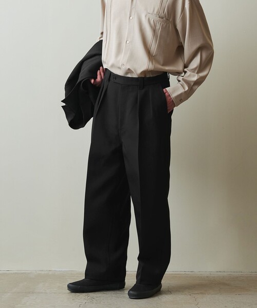 steven alanグレー ワイドフィット スラックス Steven Alanのスラックス（グレー系）を使った人気ファッション