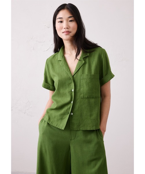 ブラウス シャツ BANANA REPUBLIC FACTORY STORE　　リネンブレンド半袖シャツ レディースの画像