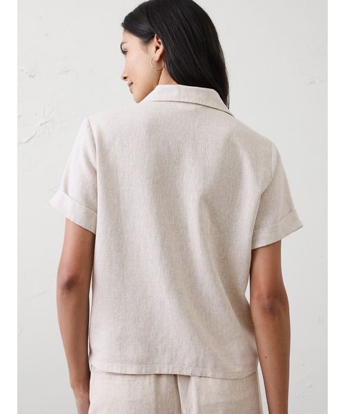 ブラウス シャツ BANANA REPUBLIC FACTORY STORE　　リネンブレンド半袖シャツ レディースの画像