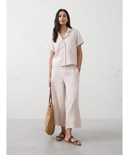 ブラウス シャツ BANANA REPUBLIC FACTORY STORE　　リネンブレンド半袖シャツ レディースの画像