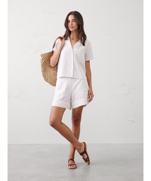 ブラウス シャツ BANANA REPUBLIC FACTORY STORE　　リネンブレンド半袖シャツ レディースの画像