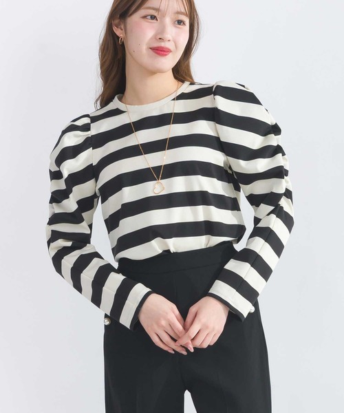 tシャツ 袖ギャザーカットソー レディース