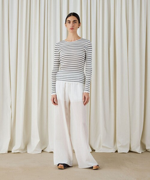 【新品タグ付】デプレ コットンアセテートリブ クルーネックプルオーバー　長袖 TOMORROWLAND｜コットンアセテートリブ クルーネックプル