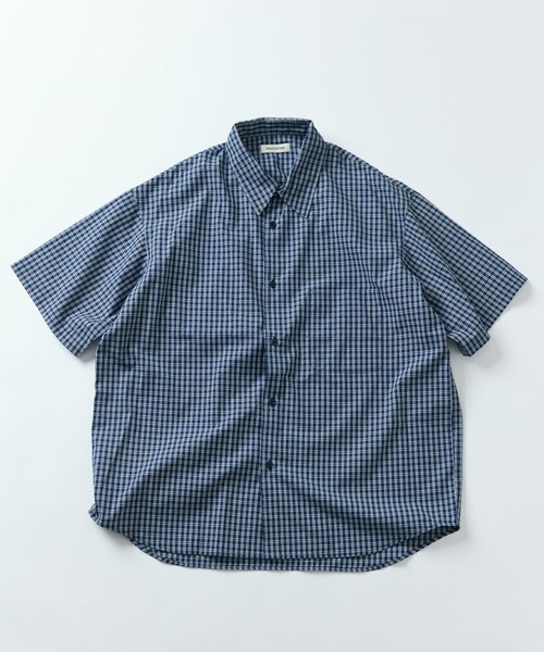 フリースティッチ　バンドカラーチェックシャツ
犬服　チェック柄 FREAK'S STORE/リラックスフィット ブリーチ加工 オープンカラー