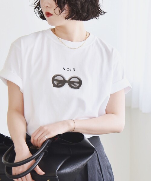 tシャツ ANGE IN DISGUISE:「手洗い可能」コットン フォト ＆ ロゴ TEE レディース