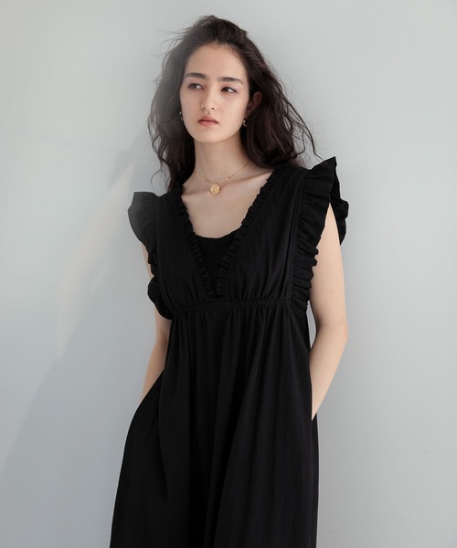 ESCAR ワンピース フリルVネックワンピース : ZOZOTOWN Yahoo!店