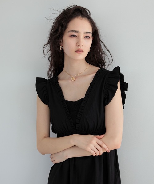 ESCAR ワンピース フリルVネックワンピース : ZOZOTOWN Yahoo!店