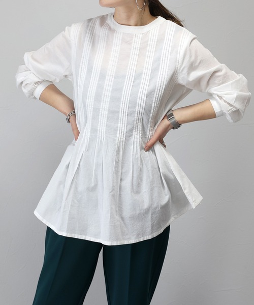 Aletta vita ブラウス シャツ キャンブリックコットンタックプリーツ