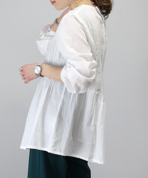 COTTONキャンブリックブラウス Aletta vita ブラウス シャツ キャンブリックコットンタックプリーツ