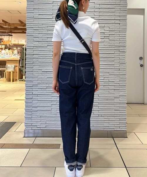 ポロシャツ ポロ タイトフィットリブニットポロシャツ レディースの画像