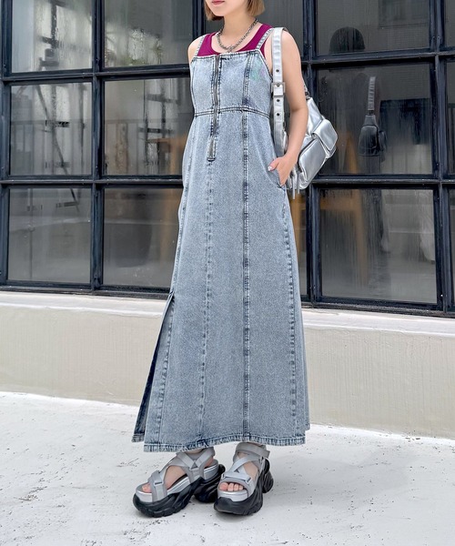 ライトデニムキャミワンピース　sizeFREE　Indigo　かぐれ ライトデニムキャミワンピース sizeFREE Indigo かぐれ - メルカリ