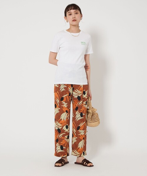 2025 グリーンレーベルリラクシング　アートフラワー　プリントパンツ ネイビー UNITED ARROWS green label relaxing アート フラワー プリント