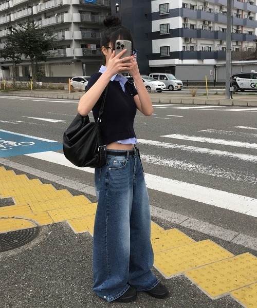 anyonemore ニット セーター 配色シャツレイヤード風半袖ニット