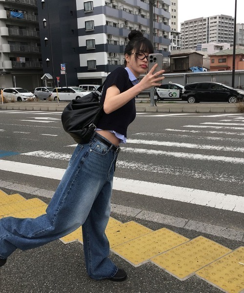 anyonemore ニット セーター 配色シャツレイヤード風半袖ニット
