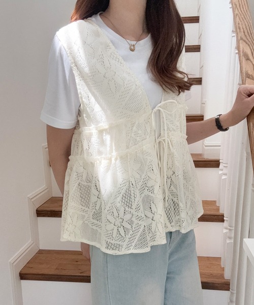 ベスト ジレ サイドリボンレースベスト レディース Achic ベスト ジレ レースベスト レディース : ZOZOTOWN Yahoo